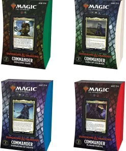 Flash Sale 🔥 MtG Trading Card Game Adventures in the Forgotten Realms Set of 4 Commander Decks [Aura of Courage, Dungeons of Death, Draconic Rage, Planar Portal] 🔔